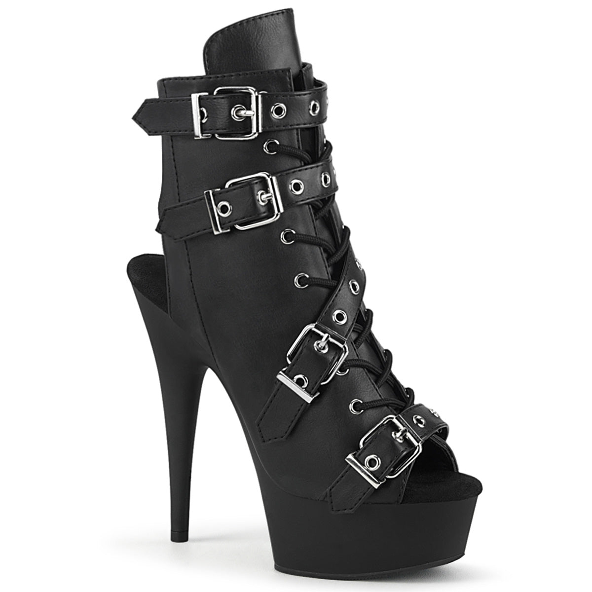 Pleaser Stivaletti da donna DELIGHT-600-19 BLK in ecopelle / BLK opaco