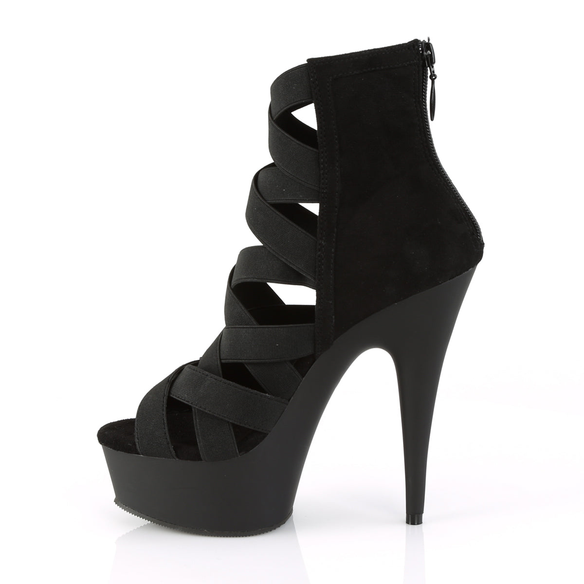 Pleaser Sandali da donna DELIGHT-600-24 BLK Band Elastic Band-Faux Suede / Blk Matte