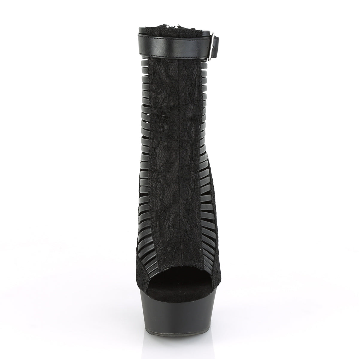 Pleaser Stivaletti da donna DELIGHT-600-27LC BLK FAUX PELLE-Tessuto / Blk Matte
