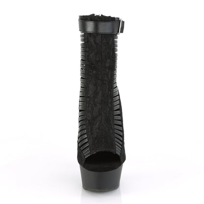 Pleaser Stivaletti da donna DELIGHT-600-27LC BLK FAUX PELLE-Tessuto / Blk Matte
