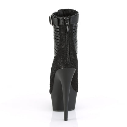 Pleaser Stivaletti da donna DELIGHT-600-27LC BLK FAUX PELLE-Tessuto / Blk Matte