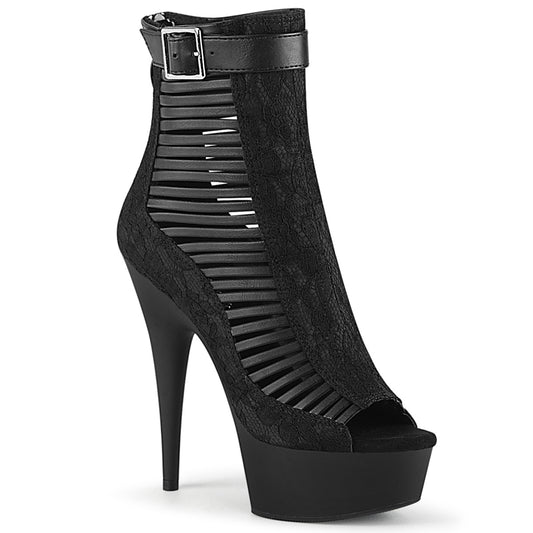 Pleaser Stivaletti da donna DELIGHT-600-27LC BLK FAUX PELLE-Tessuto / Blk Matte