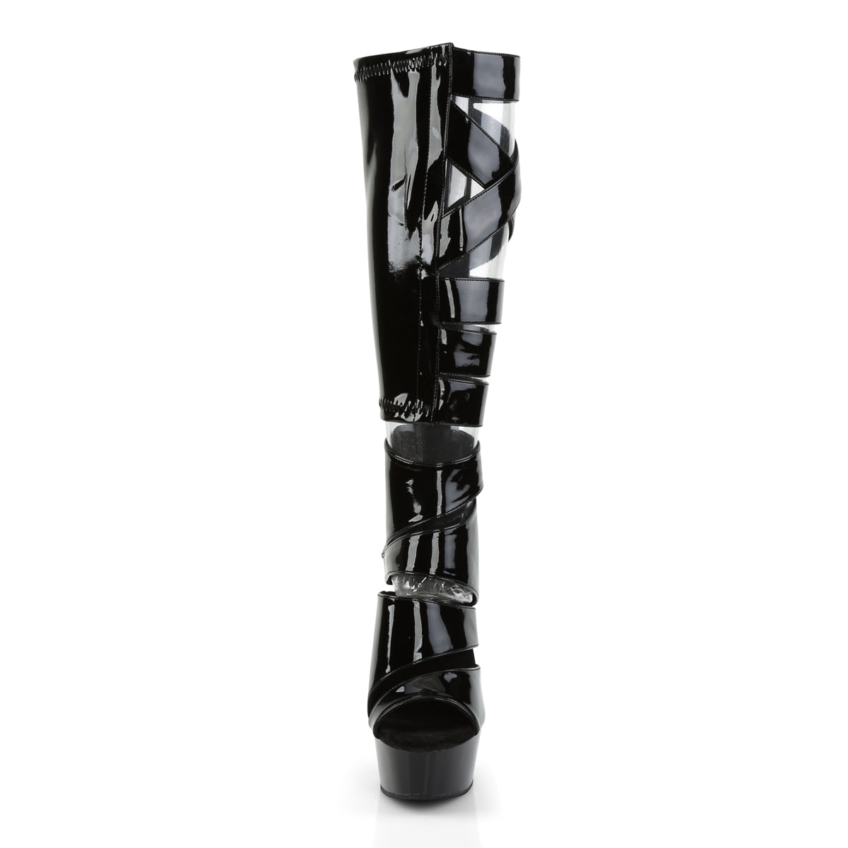 Pleaser Womens Boots DELIGHT-600-49 Blk Str Pat/Blk