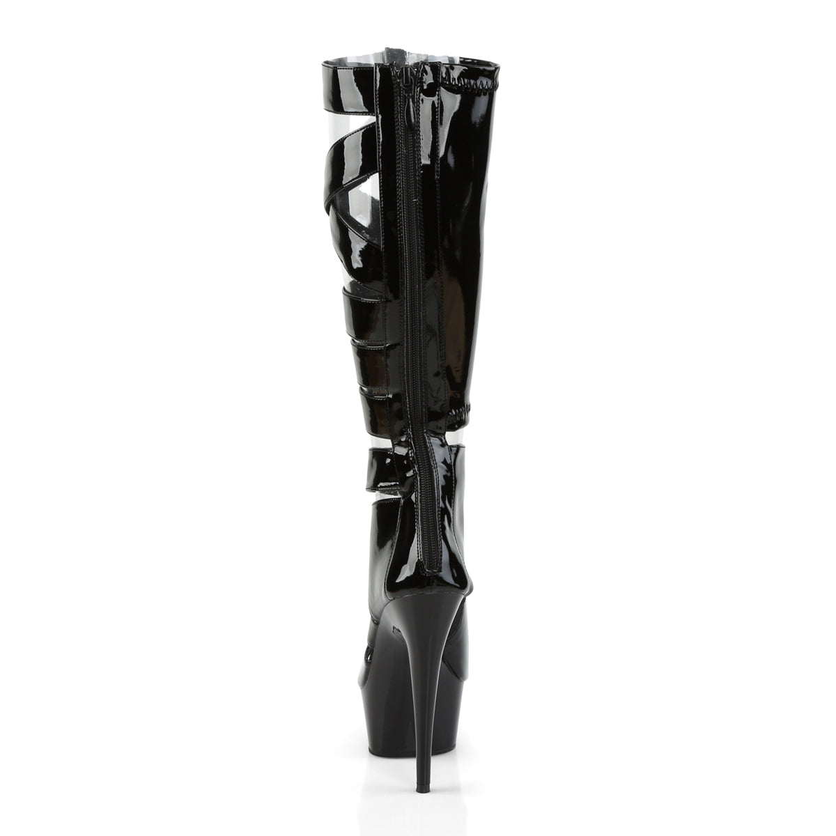 Pleaser Womens Boots DELIGHT-600-49 Blk Str Pat/Blk