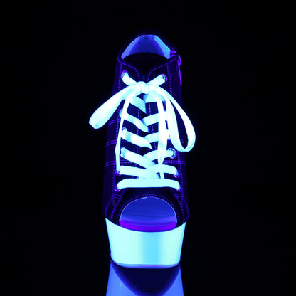 Pleaser Womens Sandals DELIGHT-600SK-01 Blk Canvas/Neon White