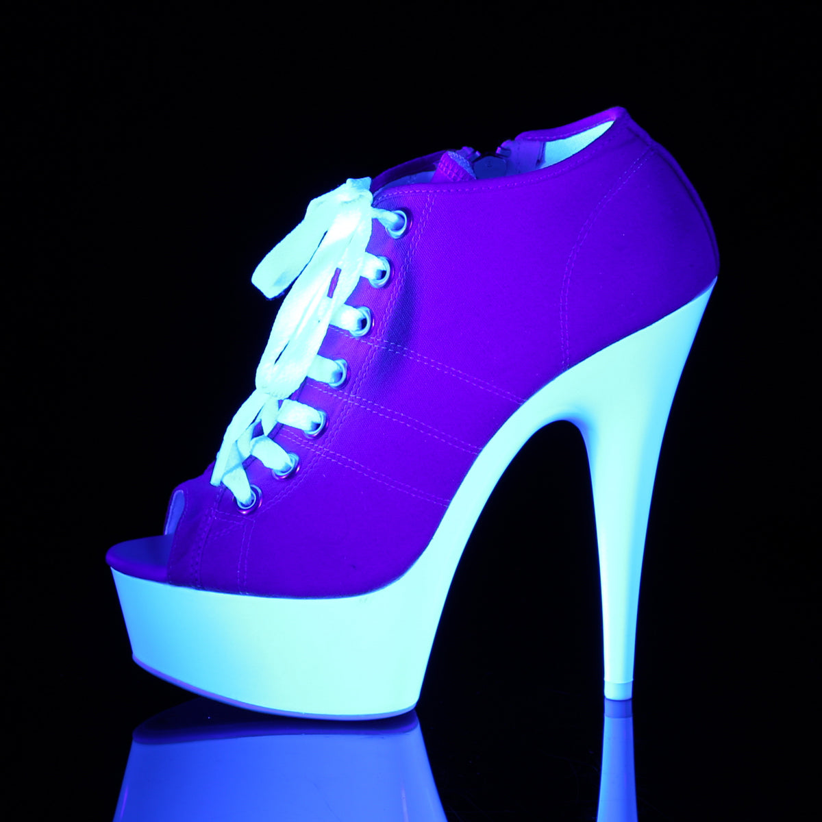 Pleaser Sandali da donna DELIGHT-600sk-01 tela rosa / bianco neon