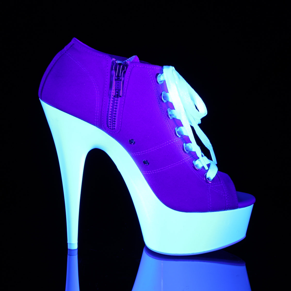 Pleaser Sandali da donna DELIGHT-600sk-01 tela rosa / bianco neon