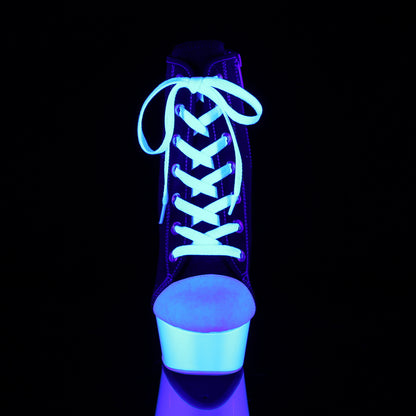 Pleaser Stivaletti da donna DELIGHT-600SK-02 BLK Canvas / Bianco Neon