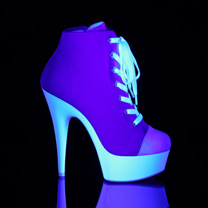 Pleaser Sandali da donna DELIGHT-600SK-02 Canvas rosa / Bianco al neon
