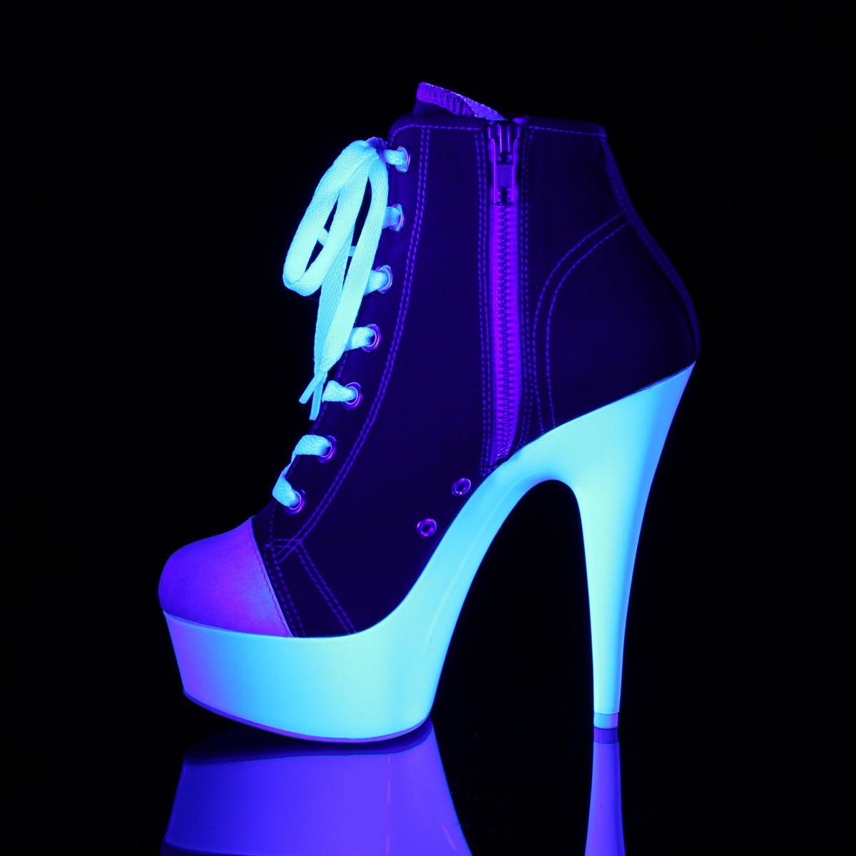 Pleaser Stivaletti da donna DELIGHT-600SK-02 Canvas rossa / Bianco al neon