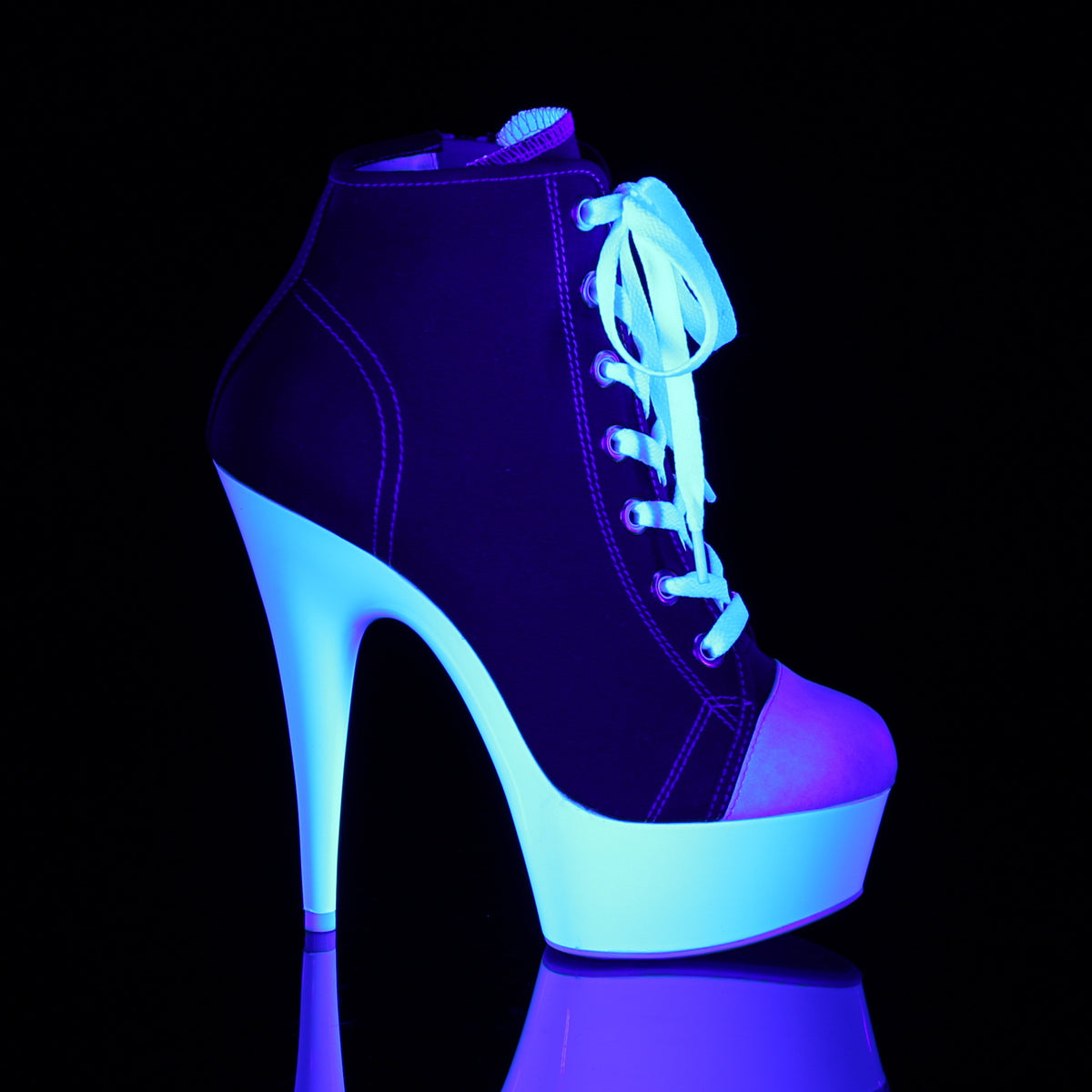 Pleaser Stivaletti da donna DELIGHT-600SK-02 Canvas rossa / Bianco al neon