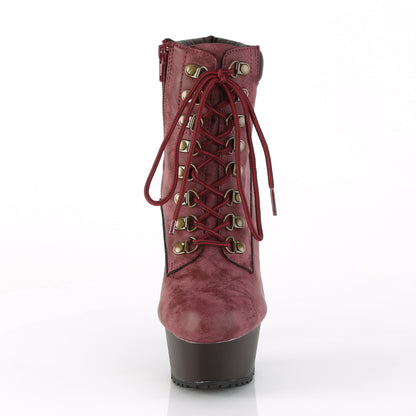 Pleaser Stivaletti da donna DELIGHT-600tl-02 Borgogna Nubuck in ecopelle / D.Brown Matte