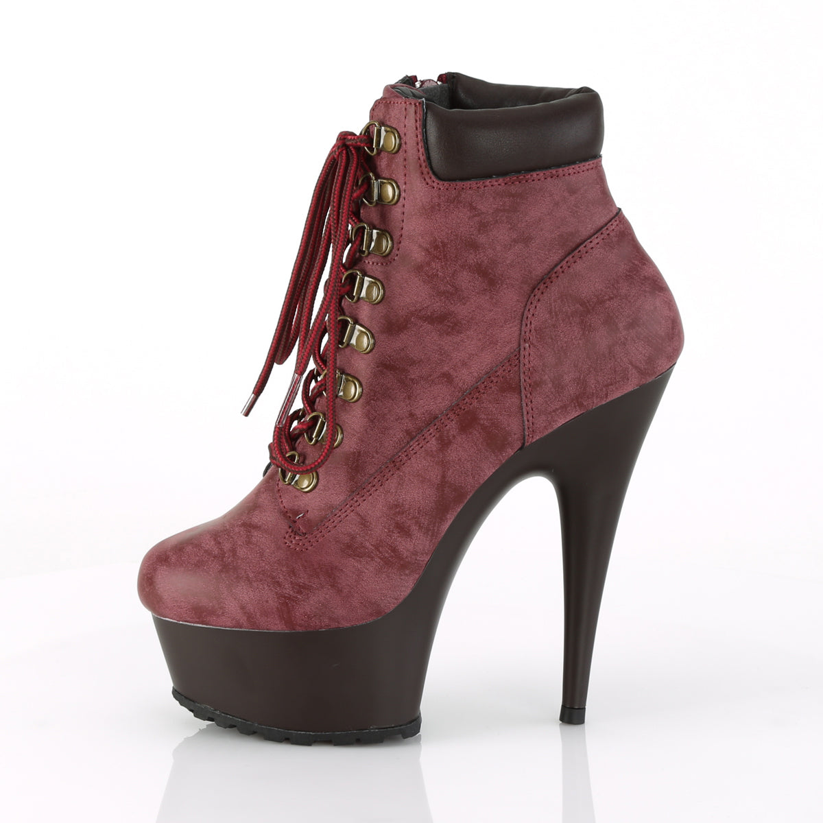 Pleaser Stivaletti da donna DELIGHT-600tl-02 Borgogna Nubuck in ecopelle / D.Brown Matte