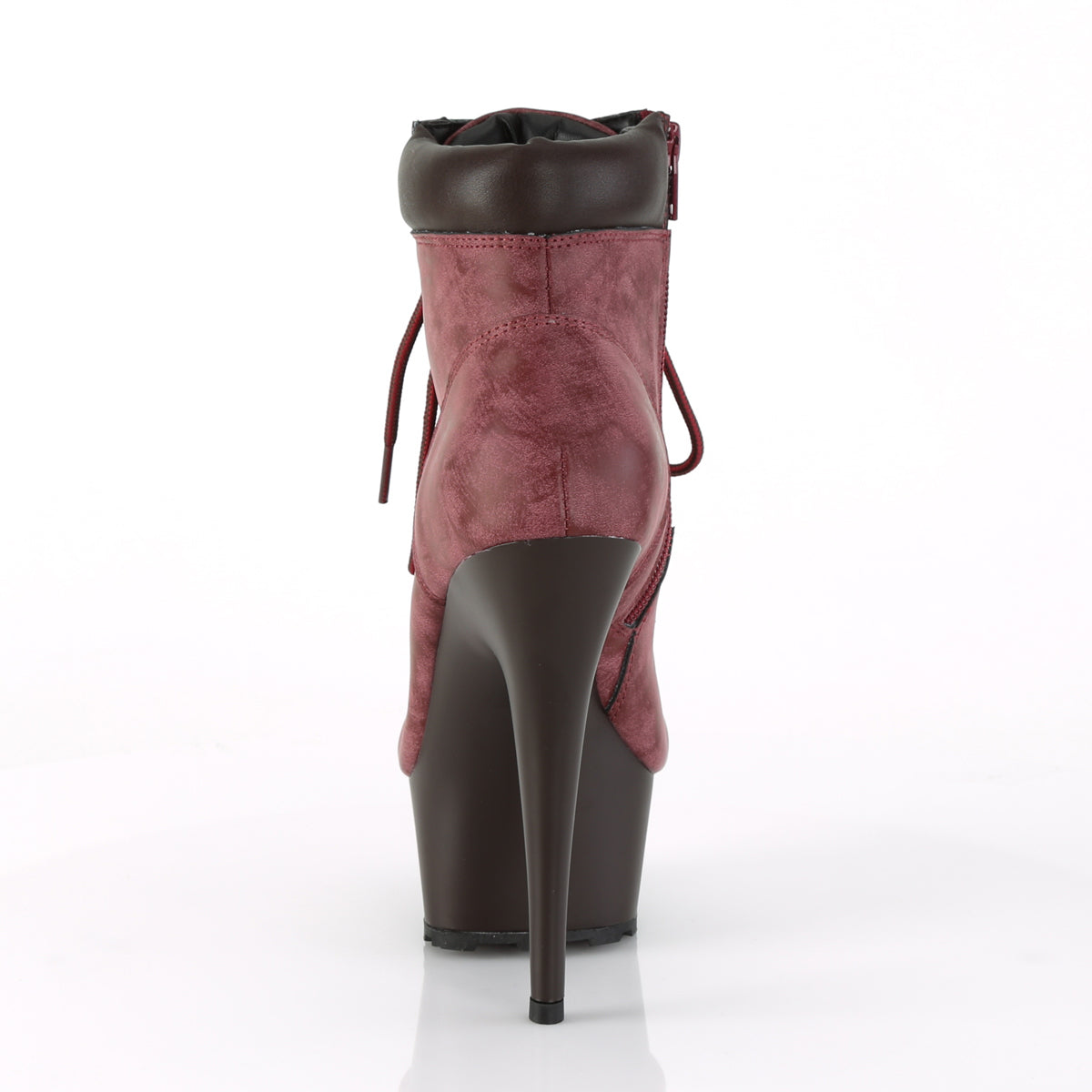 Pleaser Stivaletti da donna DELIGHT-600tl-02 Borgogna Nubuck in ecopelle / D.Brown Matte