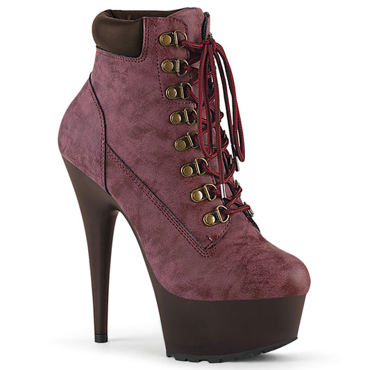 Pleaser Stivaletti da donna DELIGHT-600tl-02 Borgogna Nubuck in ecopelle / D.Brown Matte