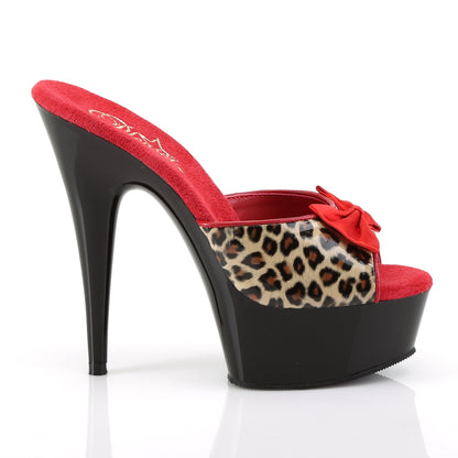 Pleaser Sandali da donna DELIGHT-601-6 TAN Leopard Stampa in ecopelle / BLK