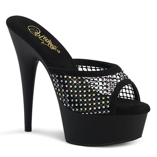 Pleaser  Sandali DELIGHT-601-6RM BLK Faux Suede-RS Mesh / Blk Matte