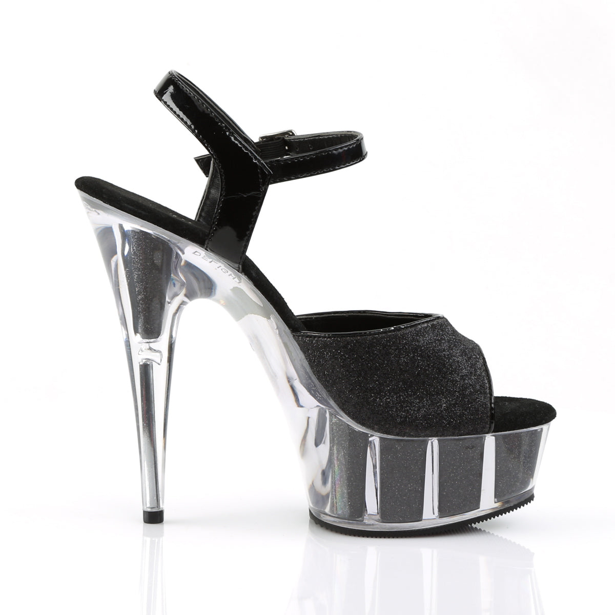 Pleaser Sandali da donna DELIGHT-609-5G BLK GLTR / BLK GLTR GLTR