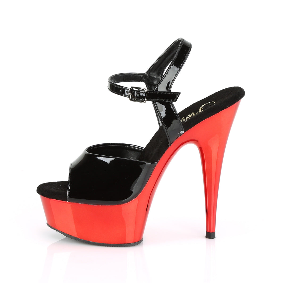 Pleaser Sandali da donna DELIGHT-609 BLK PAT / RED Chrome