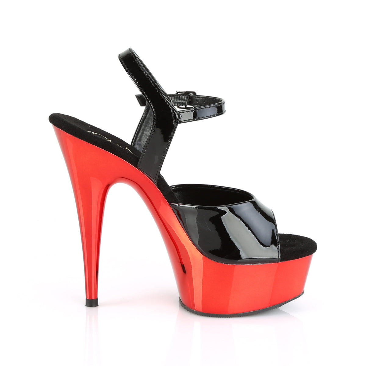 Pleaser Sandali da donna DELIGHT-609 BLK PAT / RED Chrome