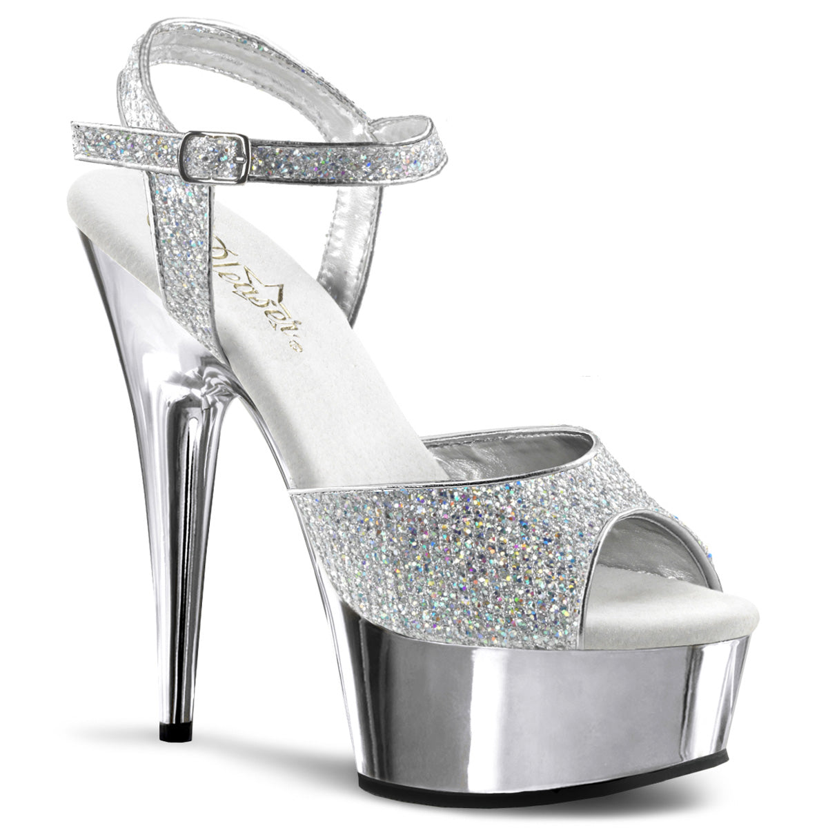 Pleaser Sandali da donna DELIGHT-609G SLV Multi GLTR / SLV Chrome