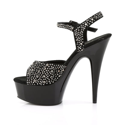 Pleaser Womens Sandals DELIGHT-609RS Blk Suede-Pewter RS/ Blk