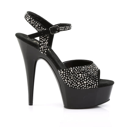 Pleaser Womens Sandals DELIGHT-609RS Blk Suede-Pewter RS/ Blk