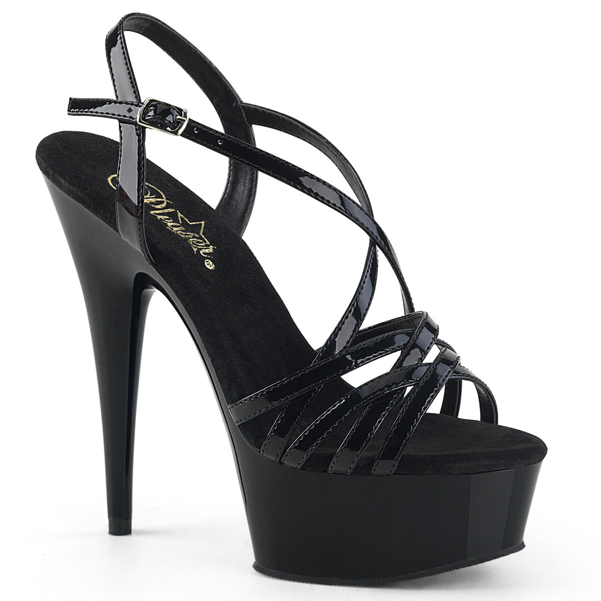 Pleaser Sandali da donna DELIGHT-613 BLK PAT / BLK