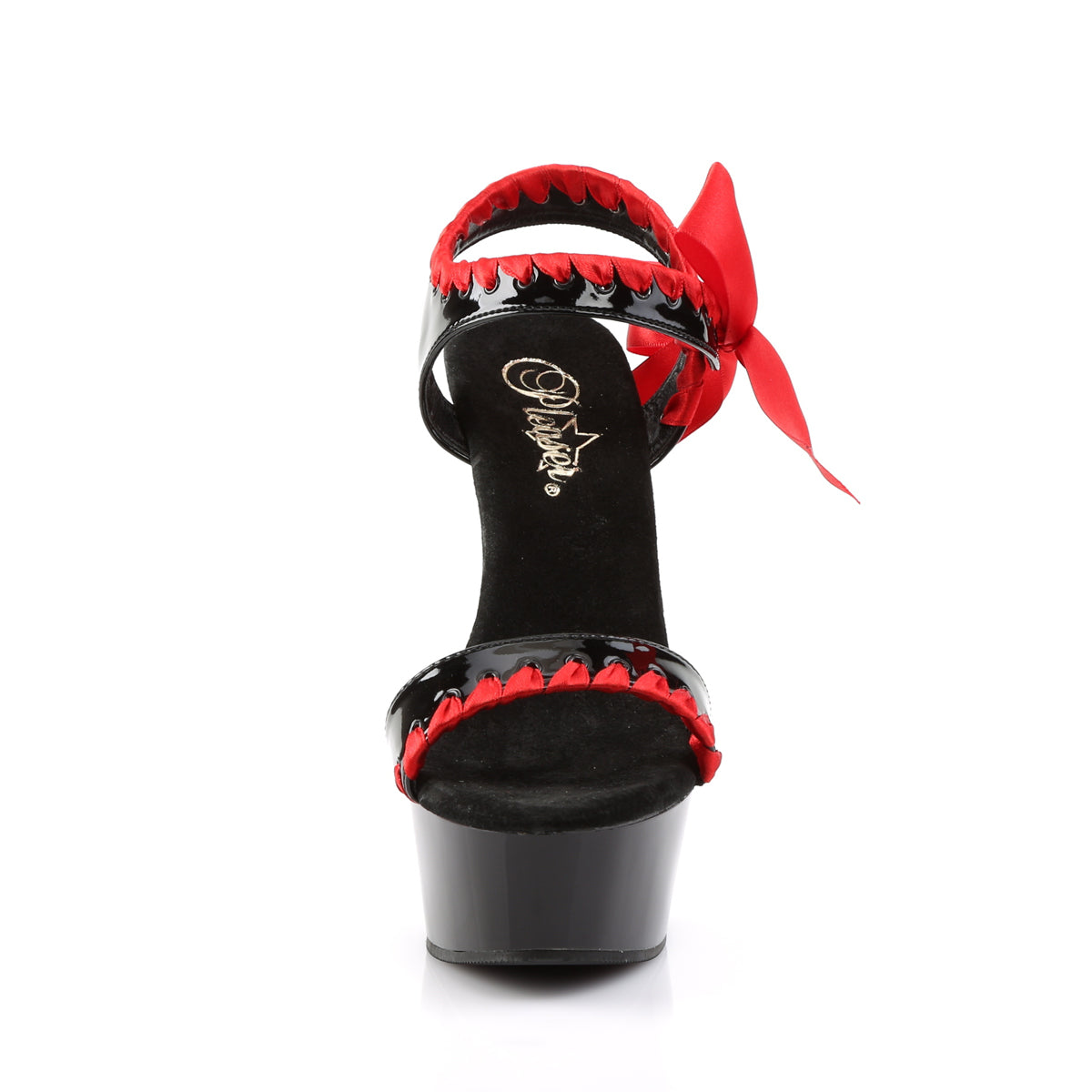 Pleaser Womens Sandals DELIGHT-615 Blk-Red/Blk