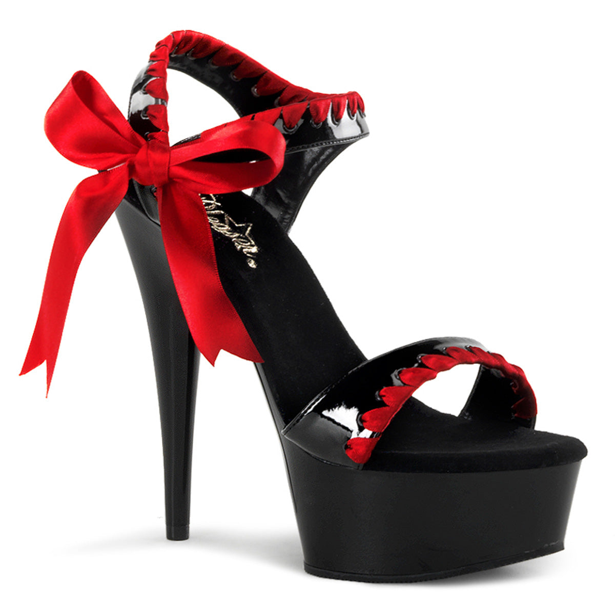 Pleaser Womens Sandals DELIGHT-615 Blk-Red/Blk