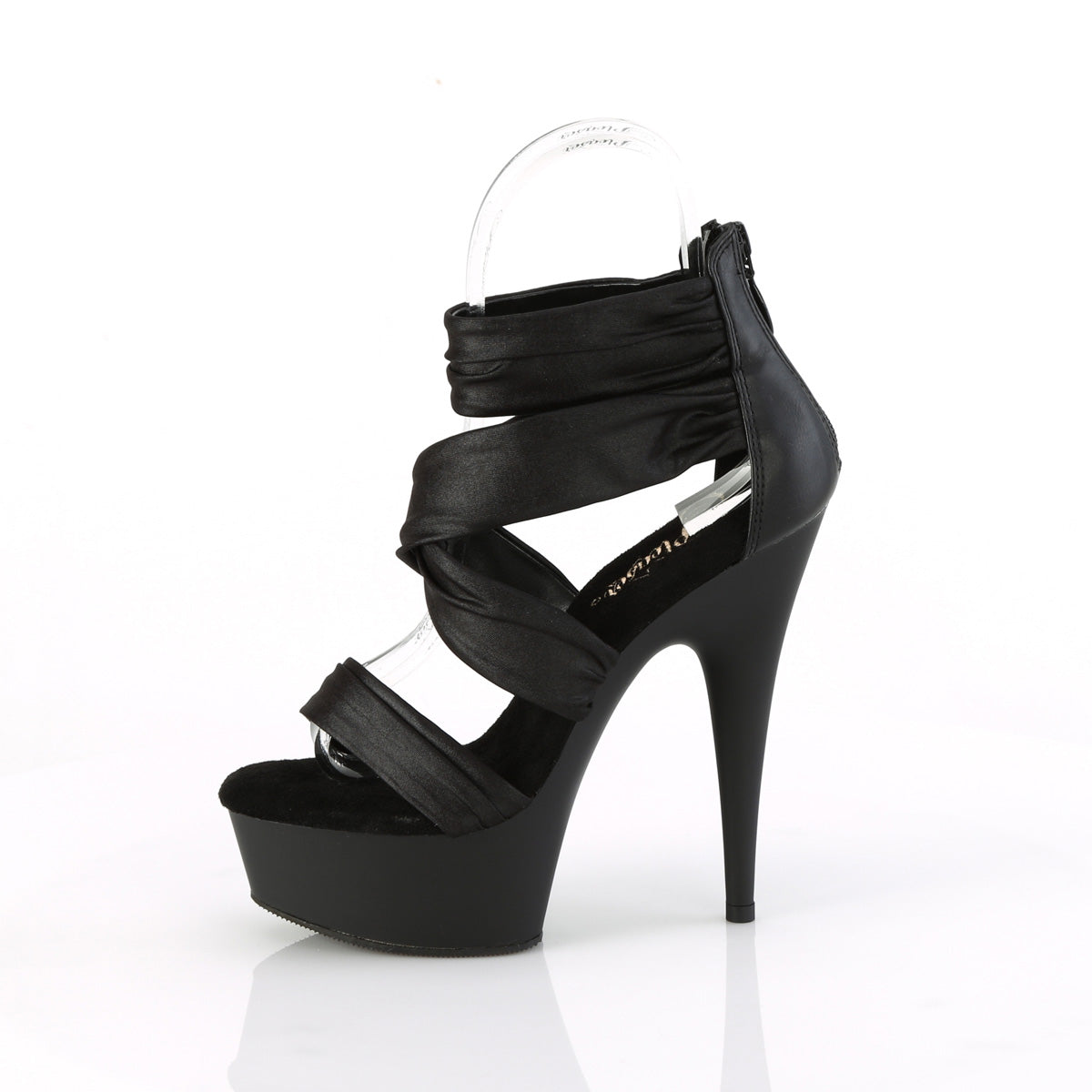 Pleaser   DELIGHT-620 Blk Faux Le-Fabric/Blk Matte
