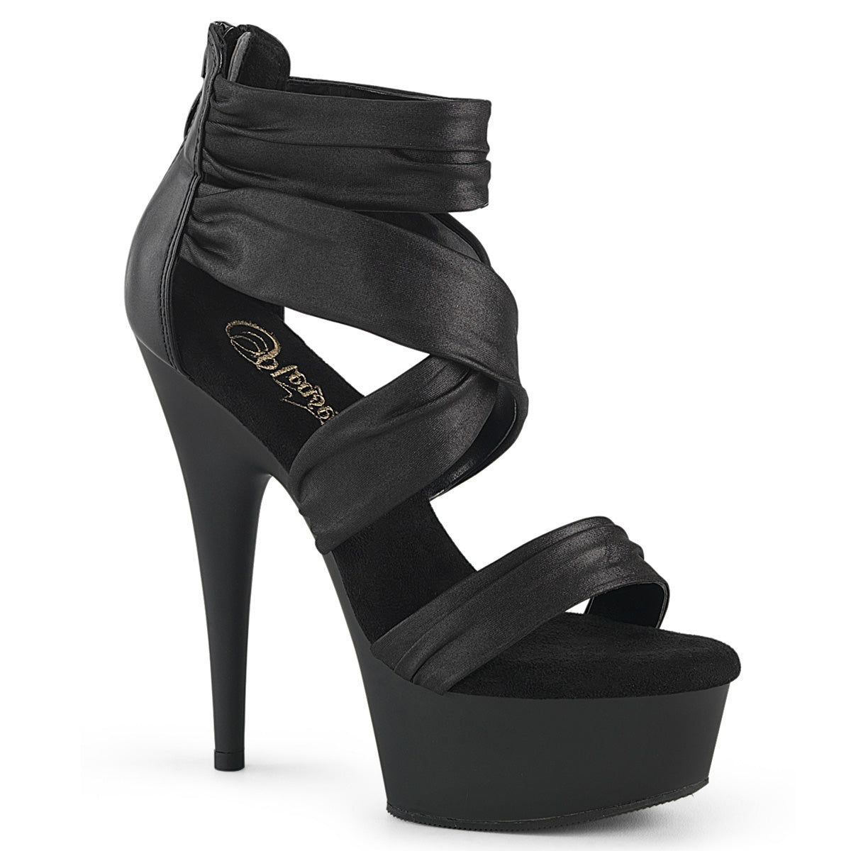 Pleaser   DELIGHT-620 Blk Faux Le-Fabric/Blk Matte