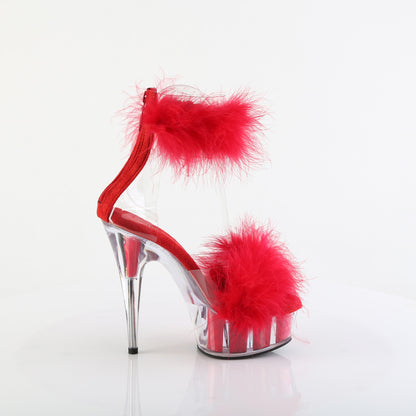 Pleaser Women's Platform Shoes DELIGHT-624F Clr-Red Fur/M