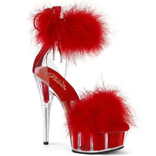 Pleaser Women's Platform Shoes DELIGHT-624F Clr-Red Fur/M
