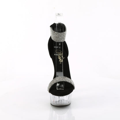 Pleaser   DELIGHT-641 Blk Shimmery Fabric/Clr