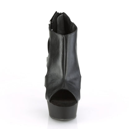 Pleaser Womens Sandals DELIGHT-647 Blk Faux Leather/Blk Matte