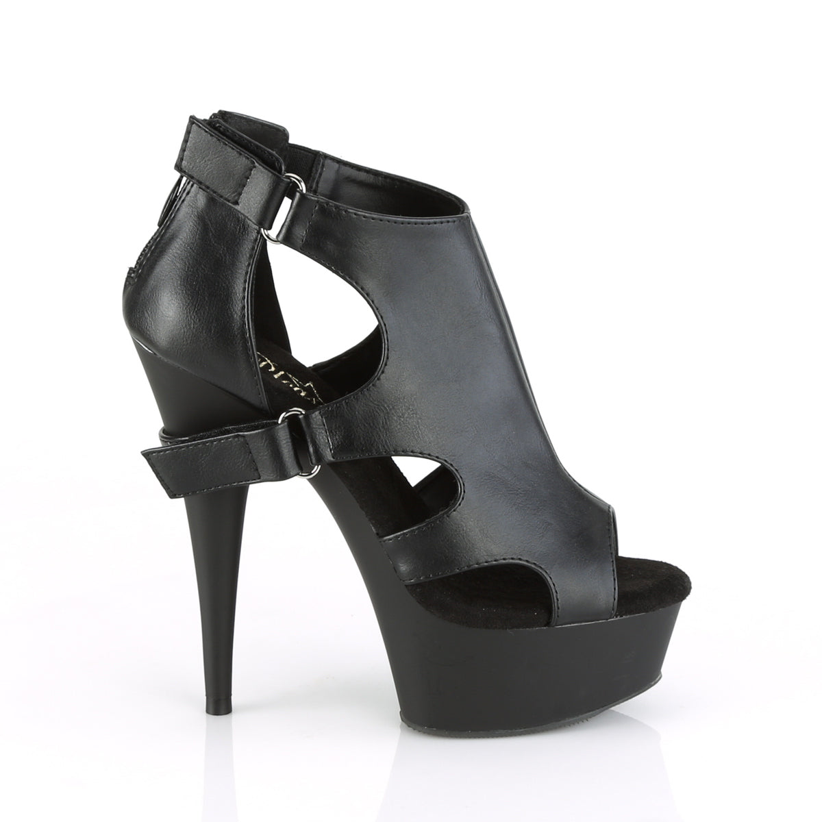 Pleaser Sandali da donna DELIGHT-647 Blk Faux Leather / Blk Matte