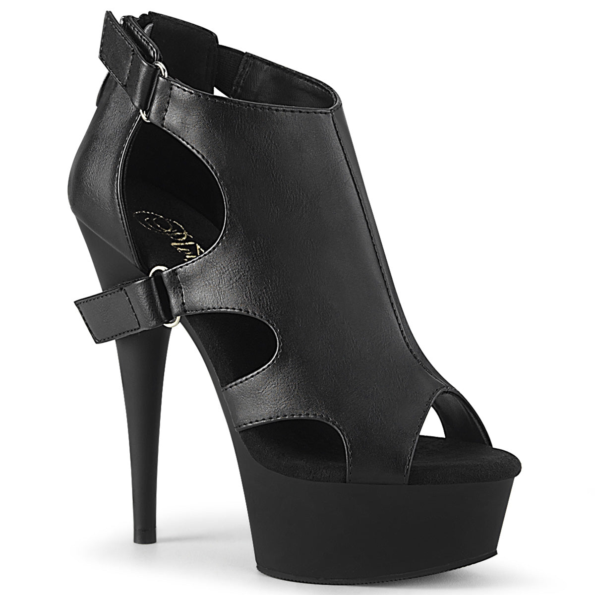 Pleaser Sandali da donna DELIGHT-647 Blk Faux Leather / Blk Matte