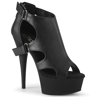Pleaser Womens Sandals DELIGHT-647 Blk Faux Leather/Blk Matte