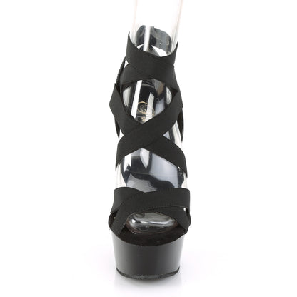 Pleaser Sandali da donna DELIGHT-657 BLK Elastic Band-PAT / BLK