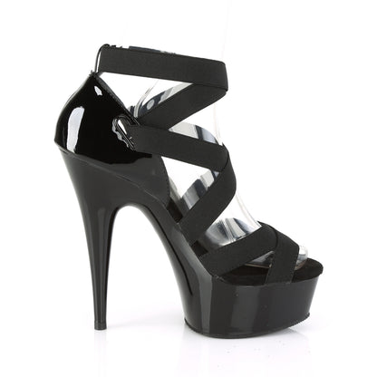 Pleaser Sandali da donna DELIGHT-657 BLK Elastic Band-PAT / BLK