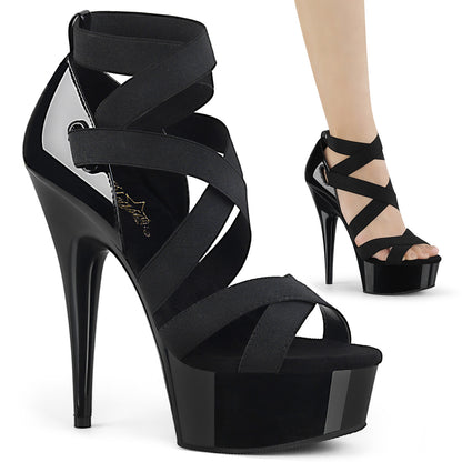 Pleaser Sandali da donna DELIGHT-657 BLK Elastic Band-PAT / BLK