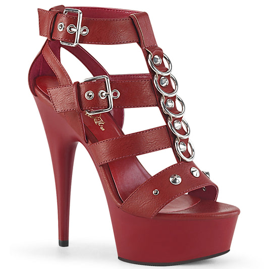 Pleaser Womens Sandals DELIGHT-658 Red Faux Leather/Red Matte
