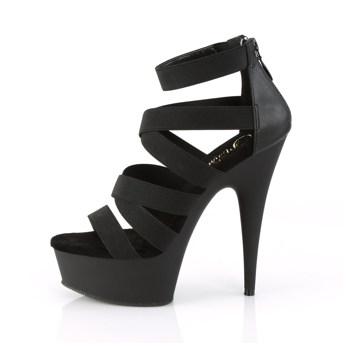 Pleaser Sandali da donna DELIGHT-659 BLK Elastic Band-Ecox Leather / Blk Matte