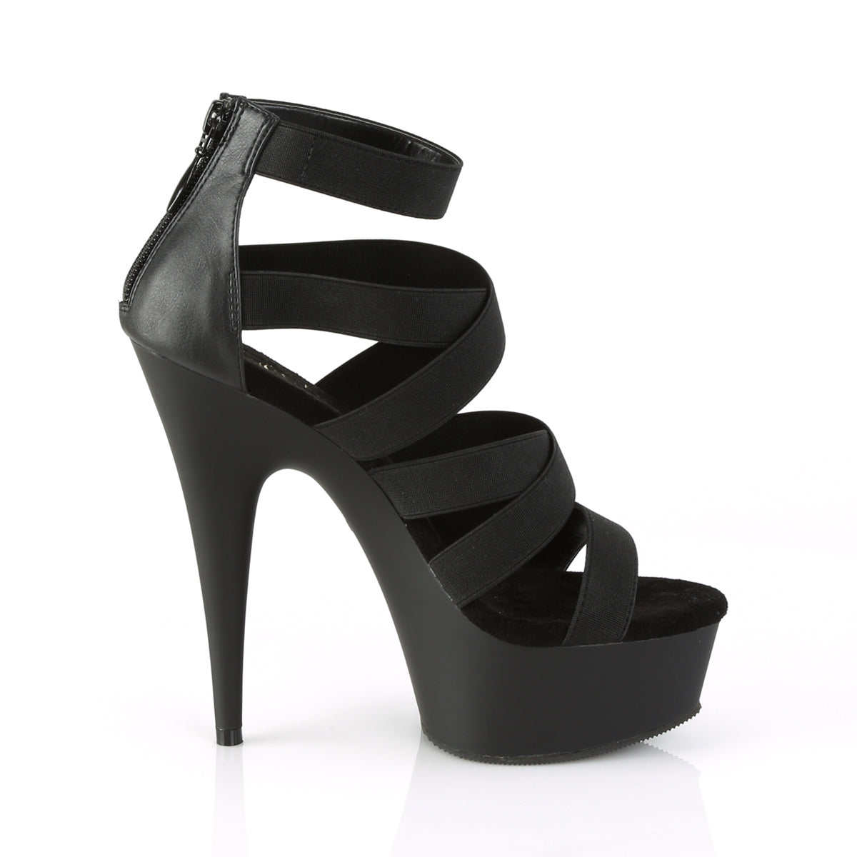 Pleaser Sandali da donna DELIGHT-659 BLK Elastic Band-Ecox Leather / Blk Matte
