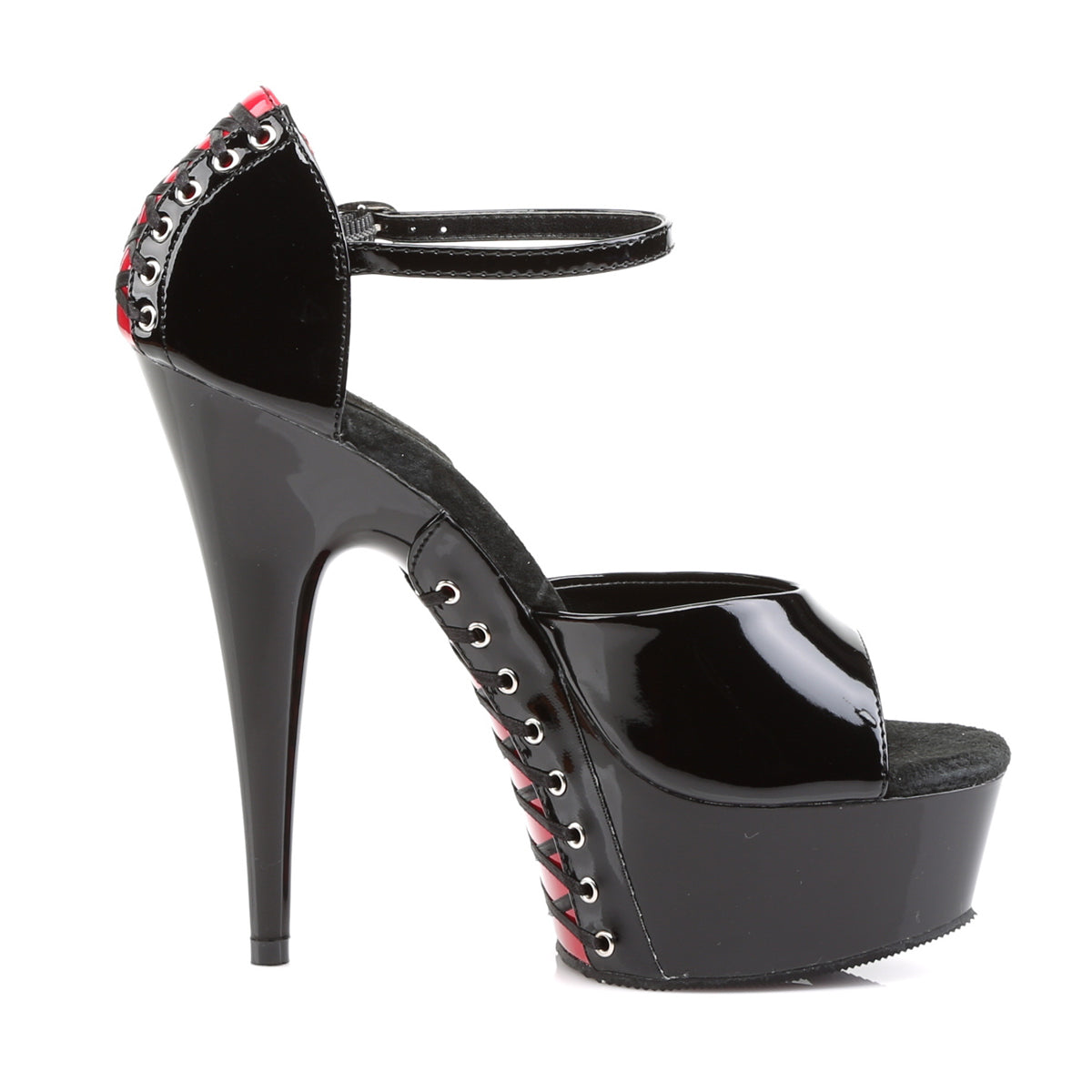 Pleaser Sandali da donna DELIGHT-660FH BLK-RED PAT / BLK