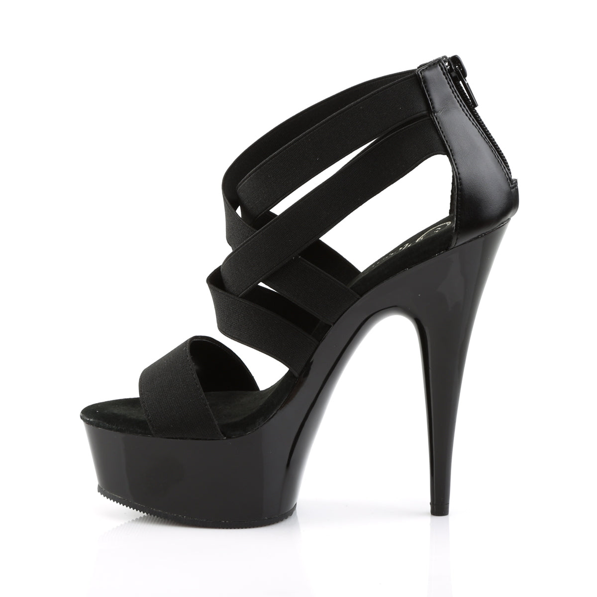 Pleaser Sandali da donna DELIGHT-669 BLK Elastic Band-Erax Leather / Blk