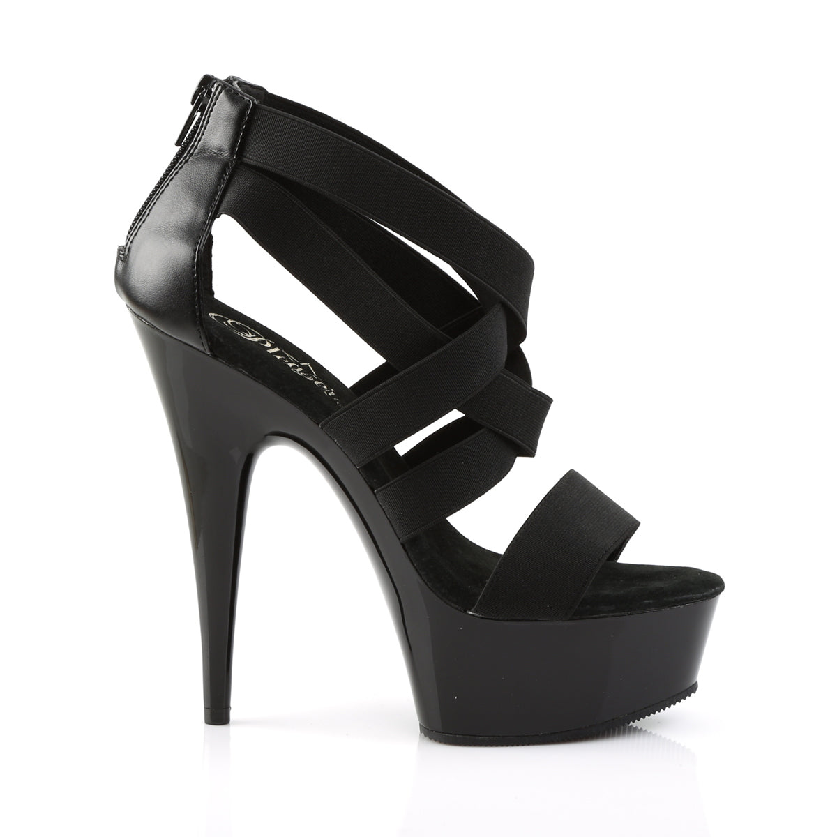 Pleaser Sandali da donna DELIGHT-669 BLK Elastic Band-Erax Leather / Blk