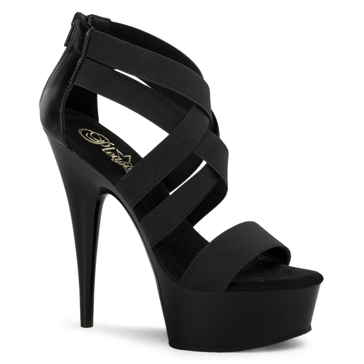 Pleaser Sandali da donna DELIGHT-669 BLK Elastic Band-Erax Leather / Blk