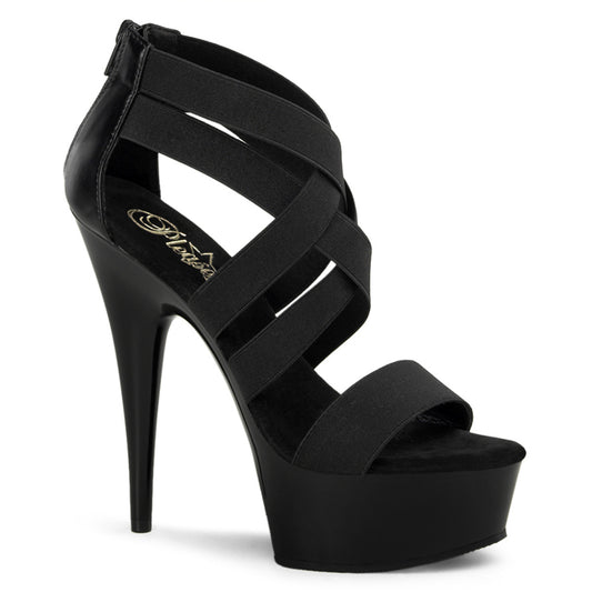 Pleaser Sandali da donna DELIGHT-669 BLK Elastic Band-Erax Leather / Blk